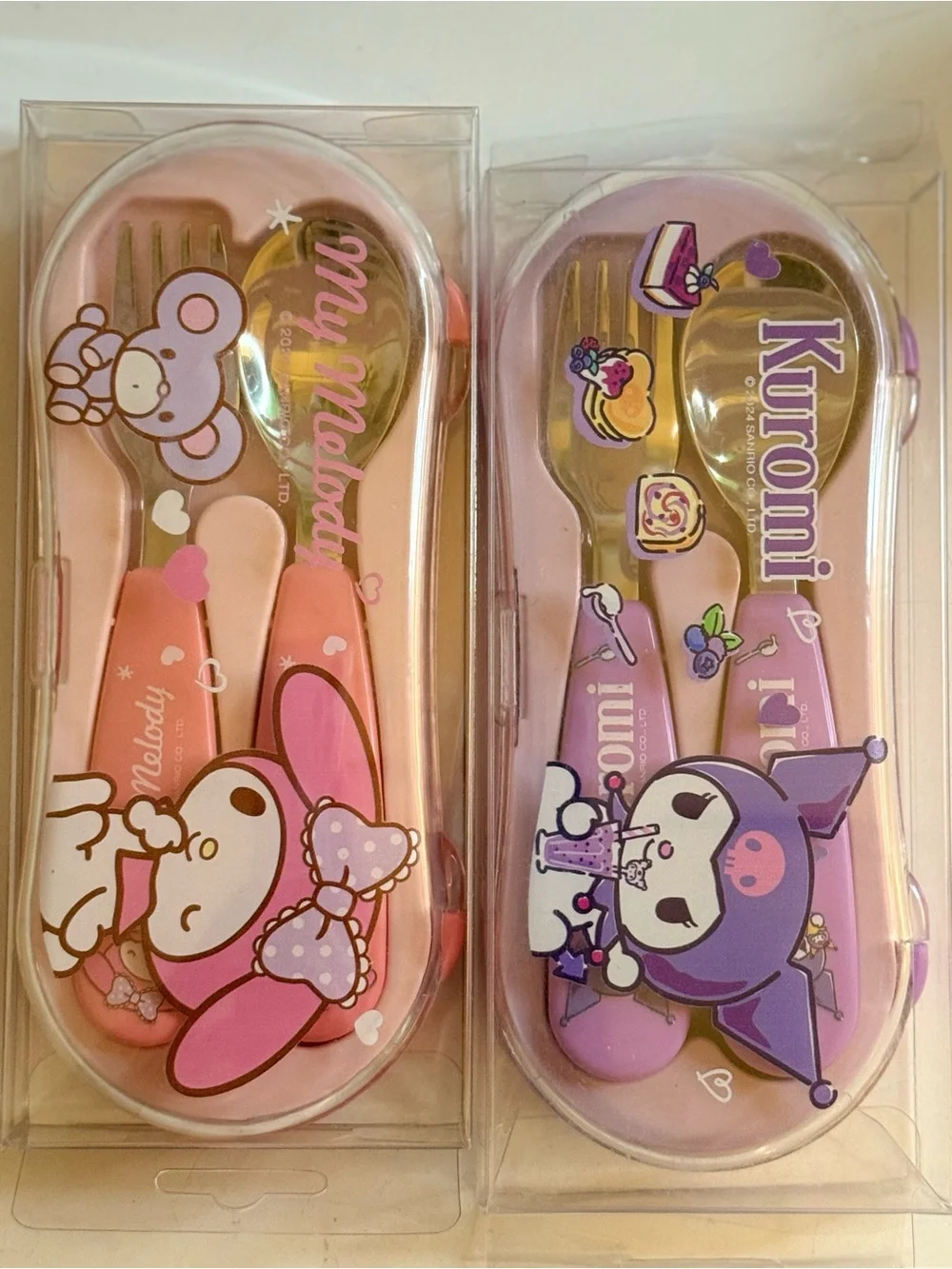 My Melody and Kuromi Kids Cutlery Sets - Pink & Purple. New!